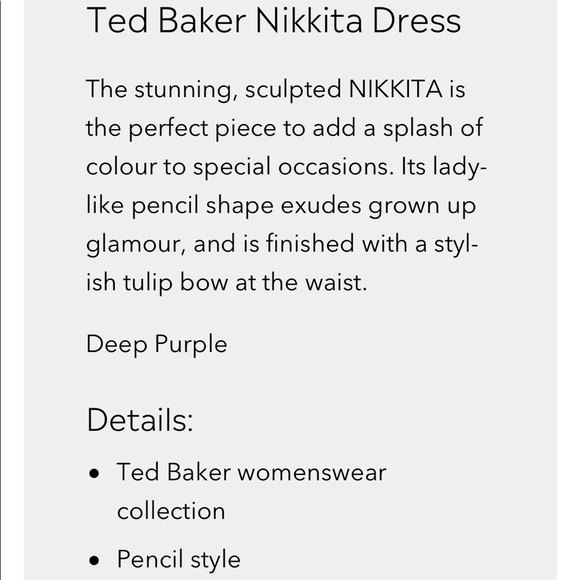 🌟HOST PICK🥂🎀NWT TED BAKER NIKKITA RIBBON DRESS💖💜Fuschia - Picture 10 of 16